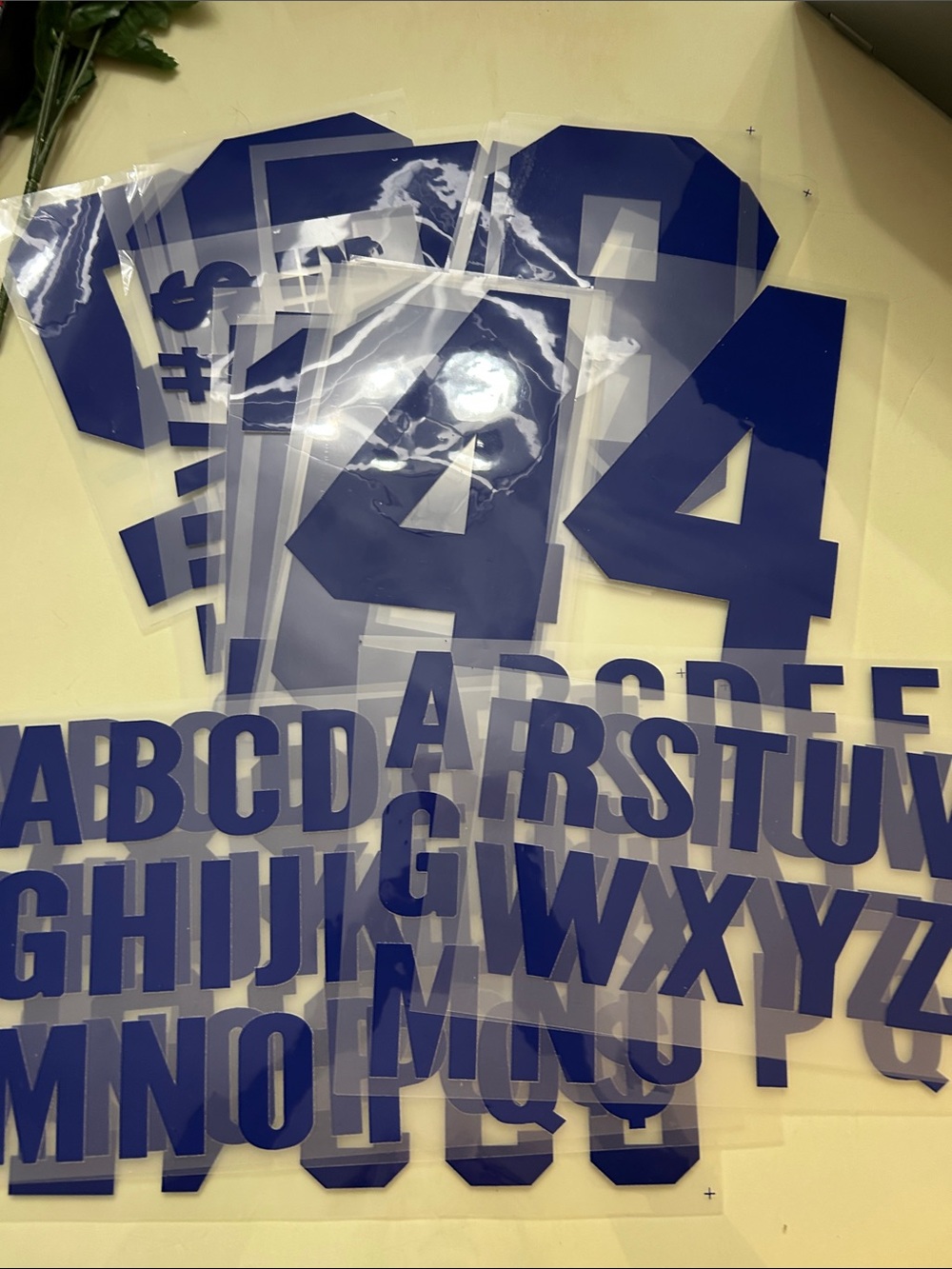 Navy Blue Graphic Iron On Numbers & Letters Transfer Set